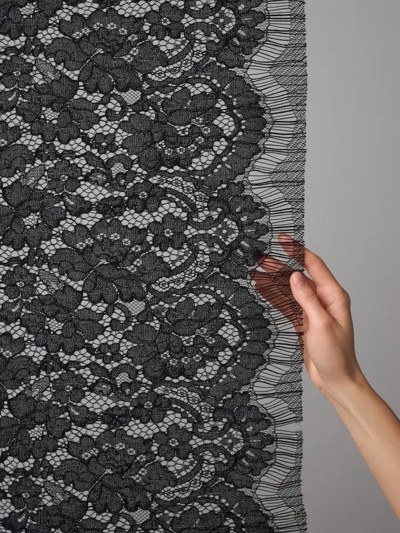 Кружевное неэластичное полотно, арт. M30764, черный 170