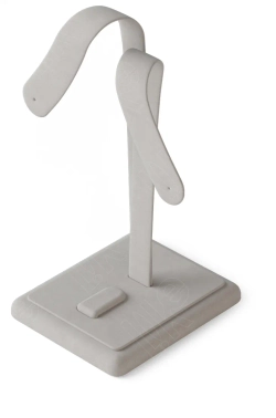 Ювелирная подставка для комплекта украшений ушки с язычком серая замша 65×50×110 мм