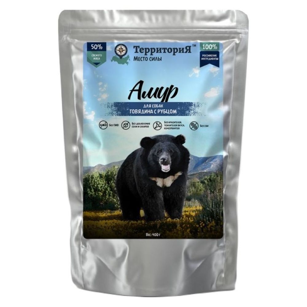 Консервы ТЕРРИТОРИЯ Амур для собак, говядина с рубцом - 400 гр