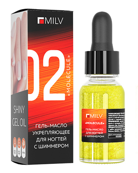 Гель-масло для ногтей со смолой мастикового дерева и шиммером "MOLECULE". 15 мл Milv