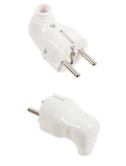 Вилка разборная угловая с заземляющими контактами 16А ВПу11-01-Ст, EVP11-16-01-K01, IEK Белый - 1 шт