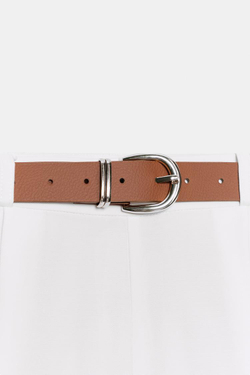 ZARA ДЛИННЫЕ ШОРТЫ С РЕМНЕМ, ЖЕЛТОВАТО-БЕЛЫЙ