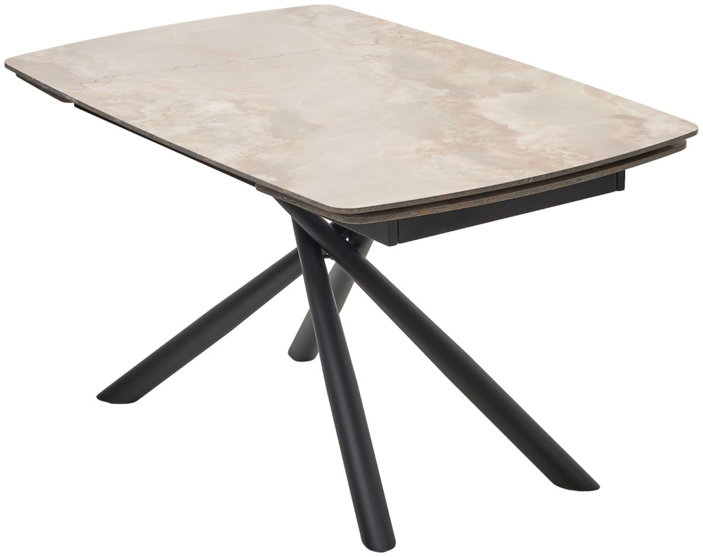 Стол М-City DISAUR Риволи (Rivoli) 140 Амбер Жаде (Gloss Amber Jade Solid Ceramic), Черный