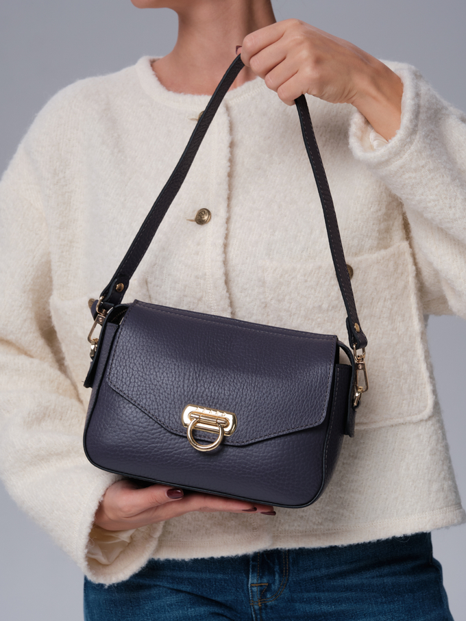 Сумка кожаная через плечо Azaro 3684 пыльно фиолетовая