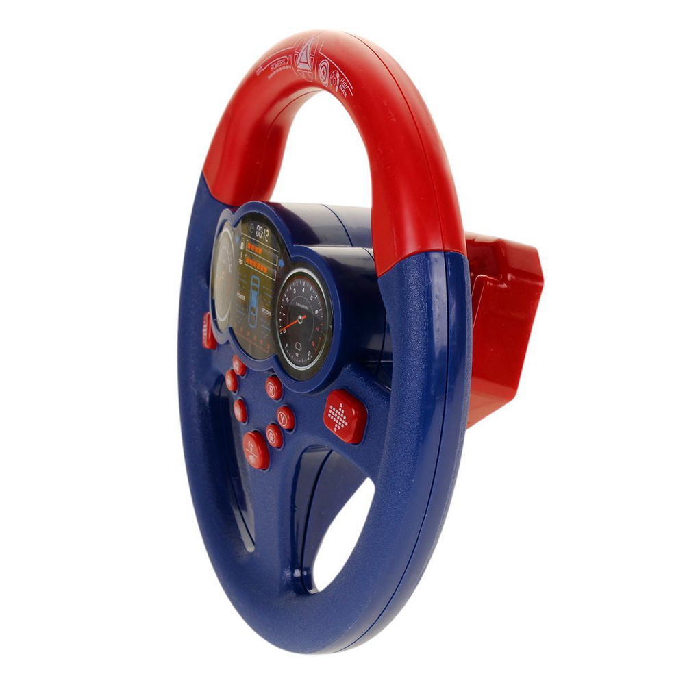 Руль музыкальный 16см, синий, коробка 1026-19