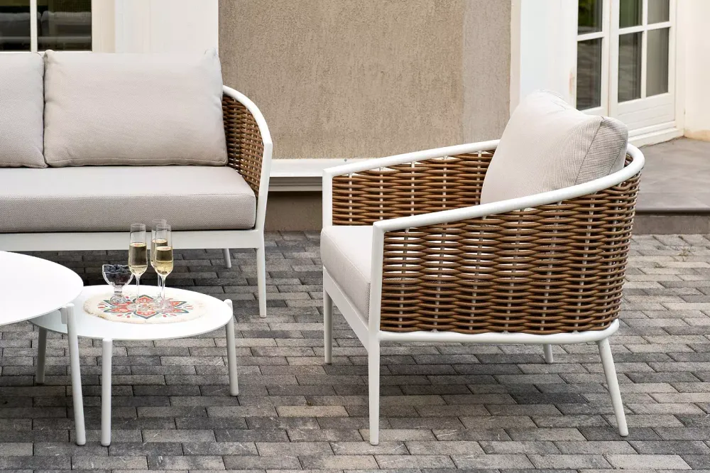 "Тоскана" лаунж-зона из искусственного ротанга, цвет соломенный