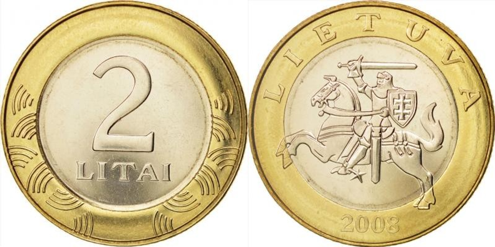 Литва 2 лита, 1998-2014 XF