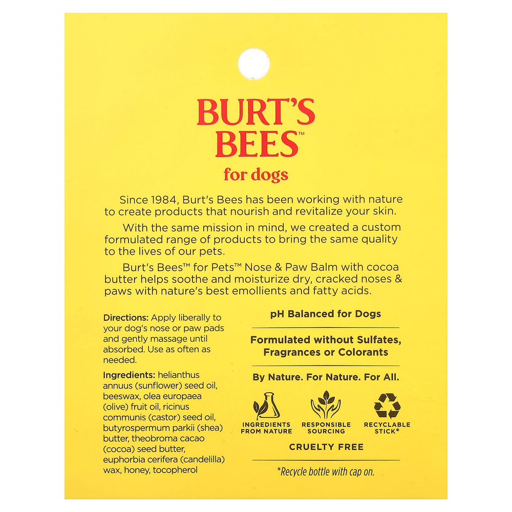 Burt's Bees, бальзам для носа и лап, для собак, 13 г (0,45 унции)