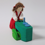 Деревянный мобильный кукольный домик "Сине- зеленый", 14 деталей