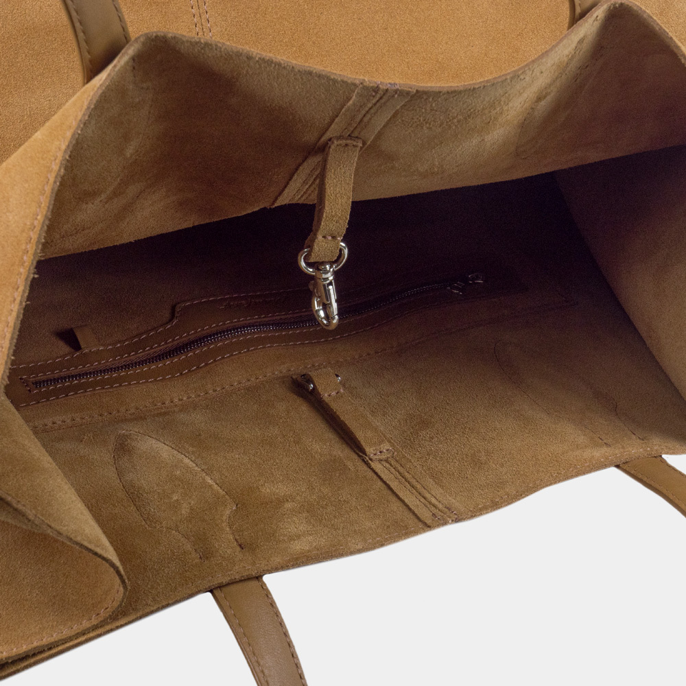 Шоппер Boheme из замши горчичного цвета