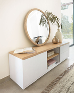 Тумба под ТВ Abilen шпон дуба и белый лак 150 x 44 cm