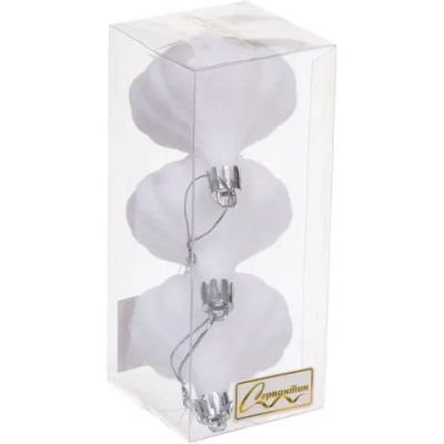 Набор ёлочных украшений VELOUR «Волшебная юла» 6 см (набор 3 шт), Белый