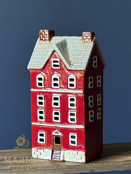 Декоративный подсвечник из керамики "Домик красный" от CAMPO Home & Garden 12,5x9,5xH24,5 см