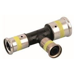 Тройник HENCO переходный уменьшенный с двух сторон, ПВДФ пресс (газ), 40x26x32