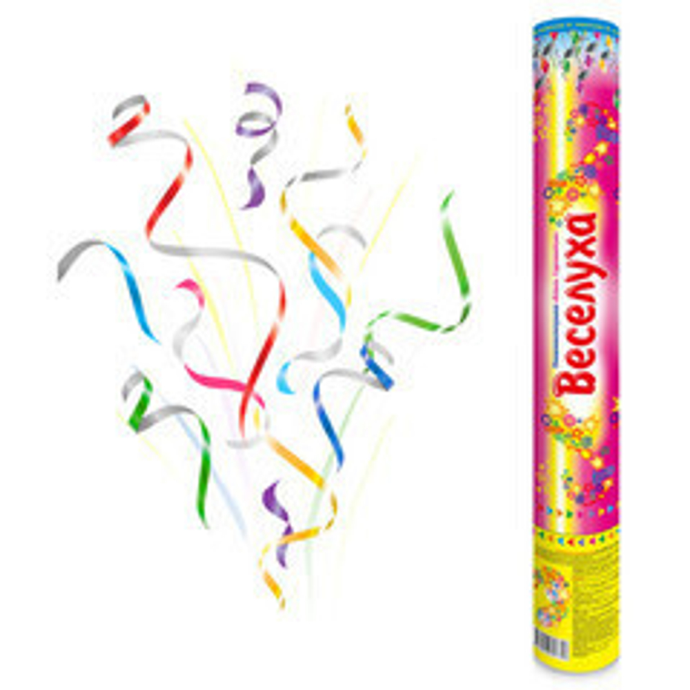 Пневмохлопушка, 50 см, Серпантин, Блеск, 1 шт.