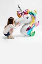 Шар фигура "Единорог голова радужный" 40"/102 см (БГ-43)