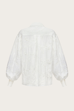 Блуза из молочного хлопка с авторским шитьем