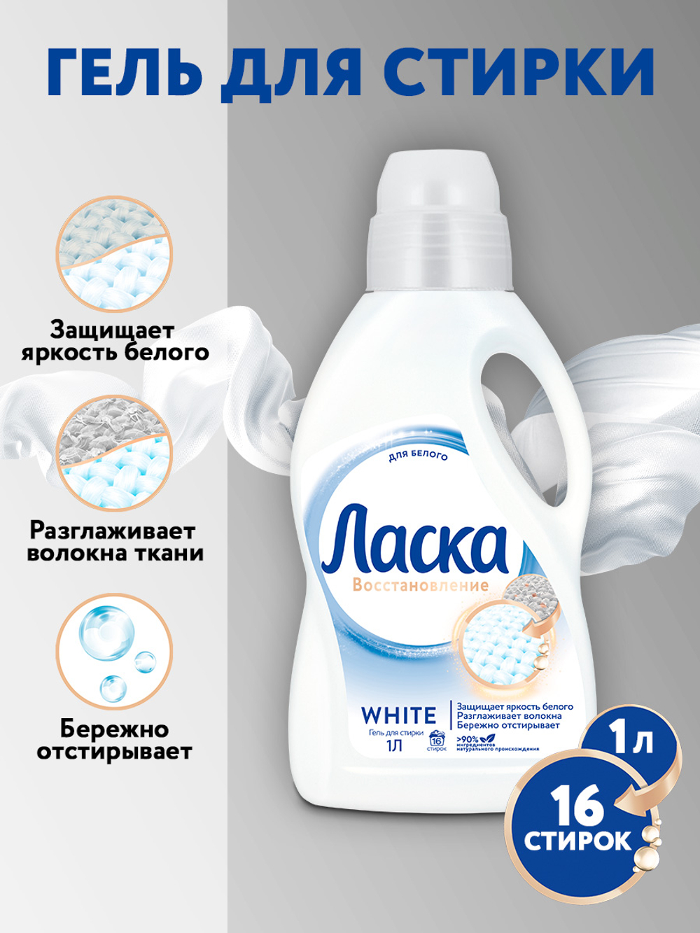 Ласка 1 л. Сияние Белого гель д/стирки