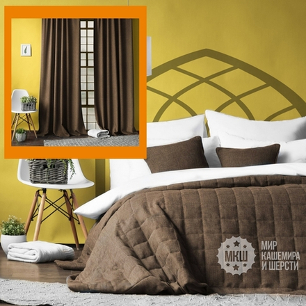 Готовый комплект штор и покрывала ДЖЕРРИИ (арт. BL10-274-12) - (140х270)х2 см., покрывало 230х250 см. - коричневый