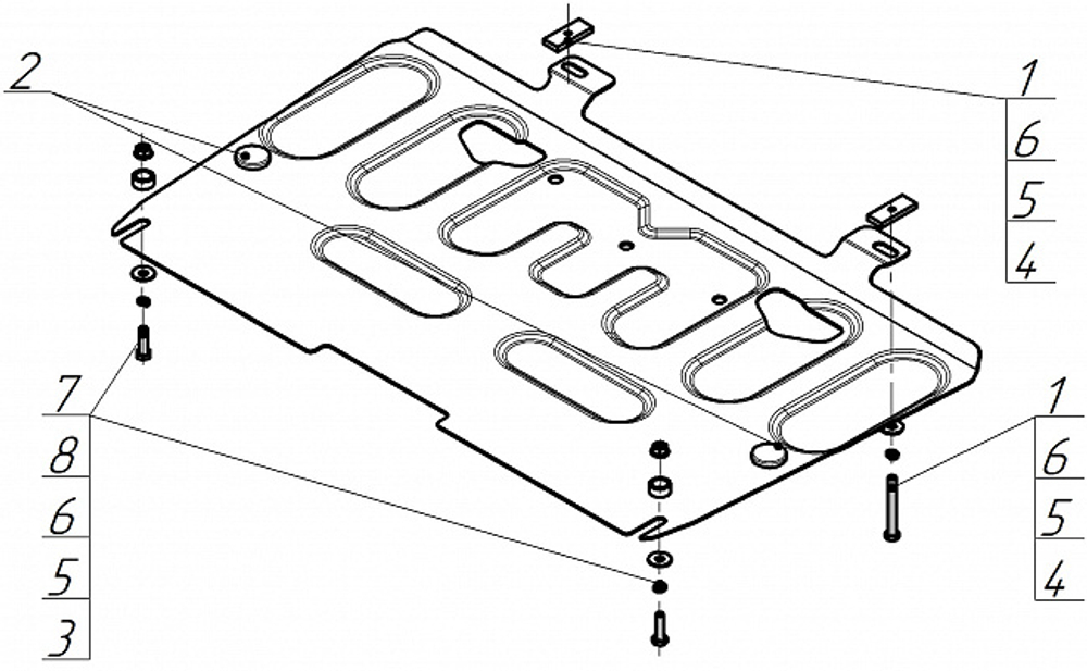 Защита картера двигателя, КПП. 2 мм, Сталь. для Nissan Juke 2013-2019, Motodor.71409
