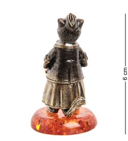 AM-1012 Фигурка «Колокольчик-Кошка Стюардесса» (латунь, янтарь)