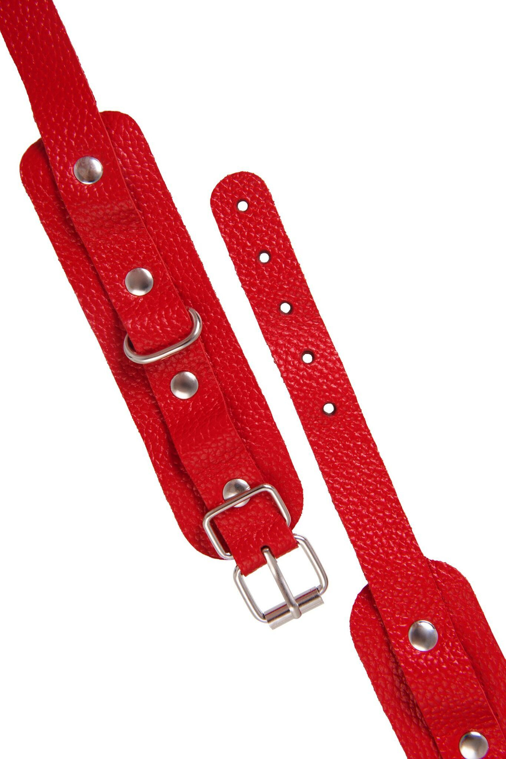 Красные кожаные узкие оковы со скруглёнными углами