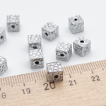 Бусина Куб, цвет серебро, размер 6 мм, цена за 1 шт