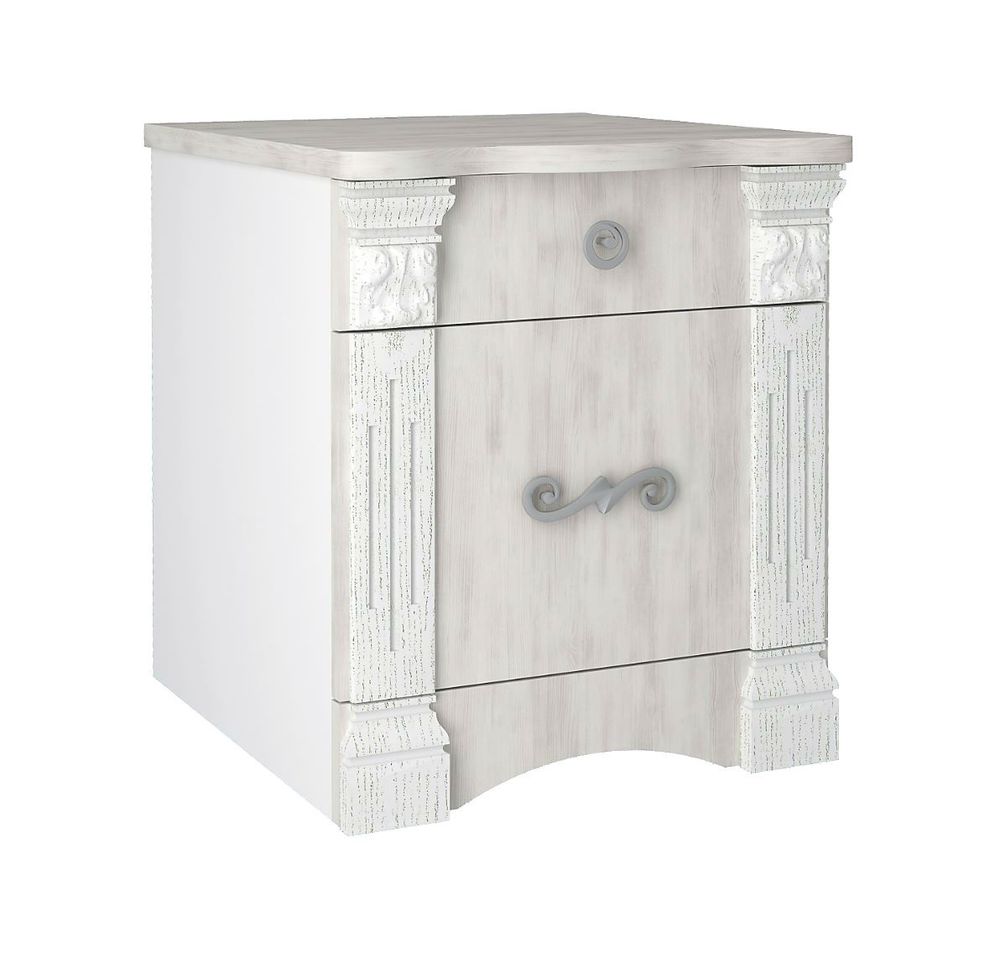 Тумба прикроватная "Ольга-1Н" (белый/выбеленное дерево), ЛДСП/ЛДСП, Фант-мебель, г. Волжск