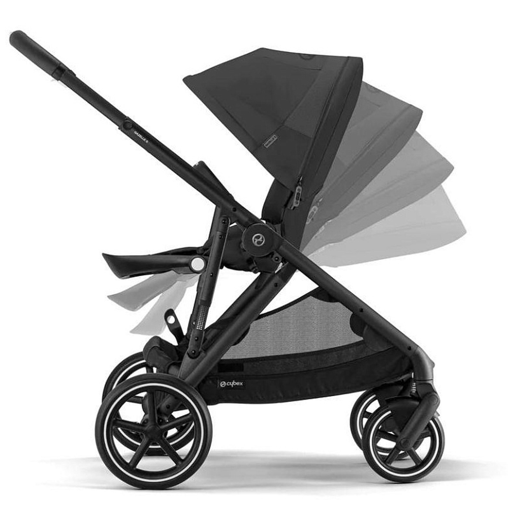 Прогулочная коляска Cybex Gazelle S BLK Moon Black с корзиной и дождевиком