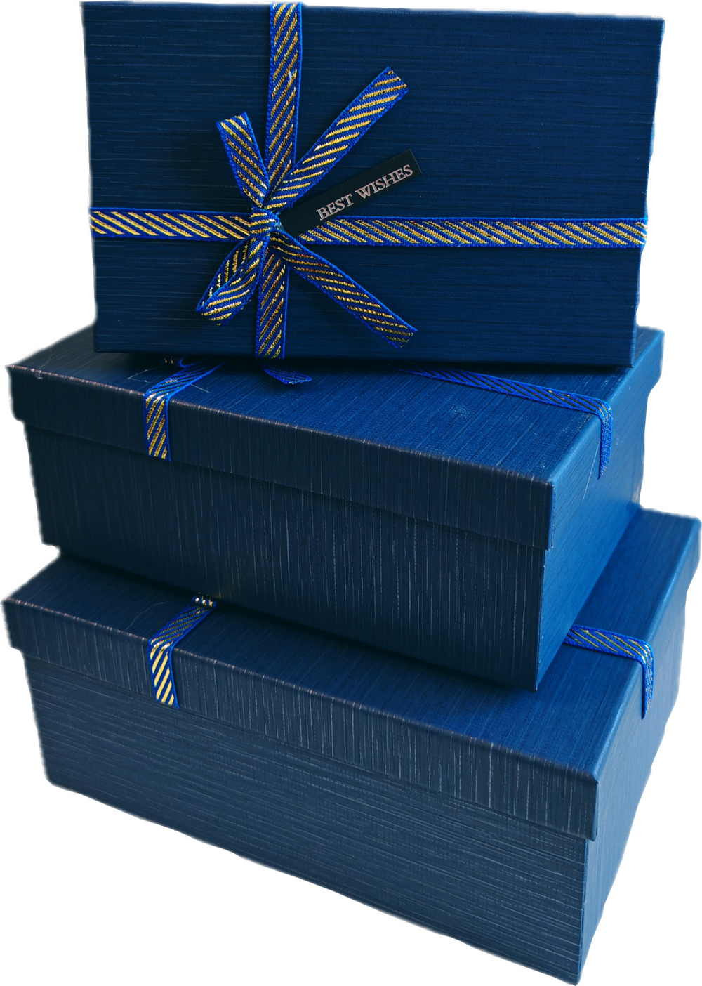 Набор подарочных коробок 3в1 с бантом, синий 19*12*6.5, 21*14*8, 23*16*9.8см