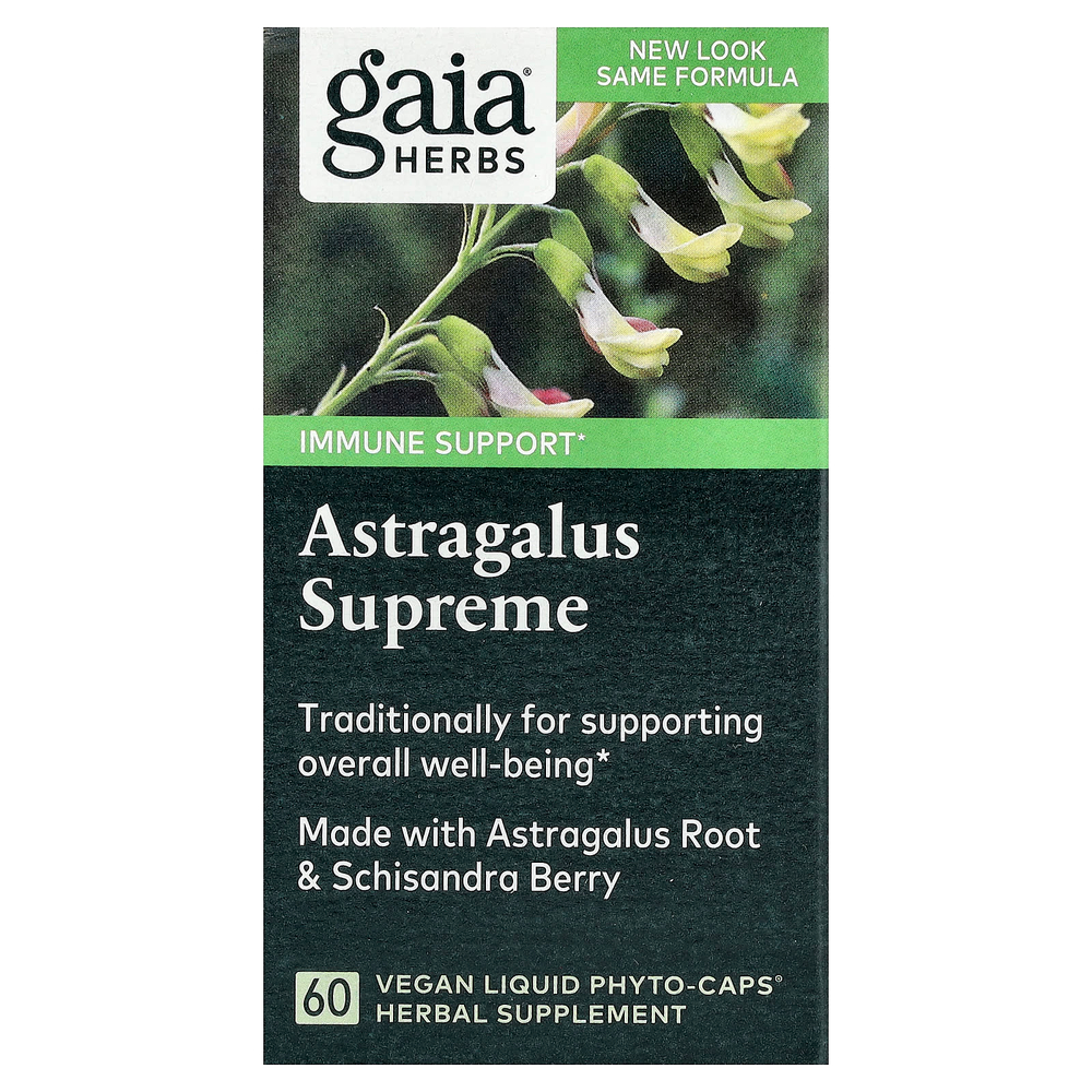 Gaia Herbs, Astragalus Supreme, 60 веганских фито-капсул с жидкостью