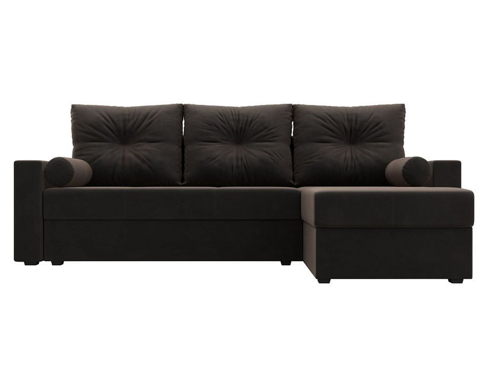 Диван угловой Верона Лайт правый угол, Коричневый, Велюр, 114058