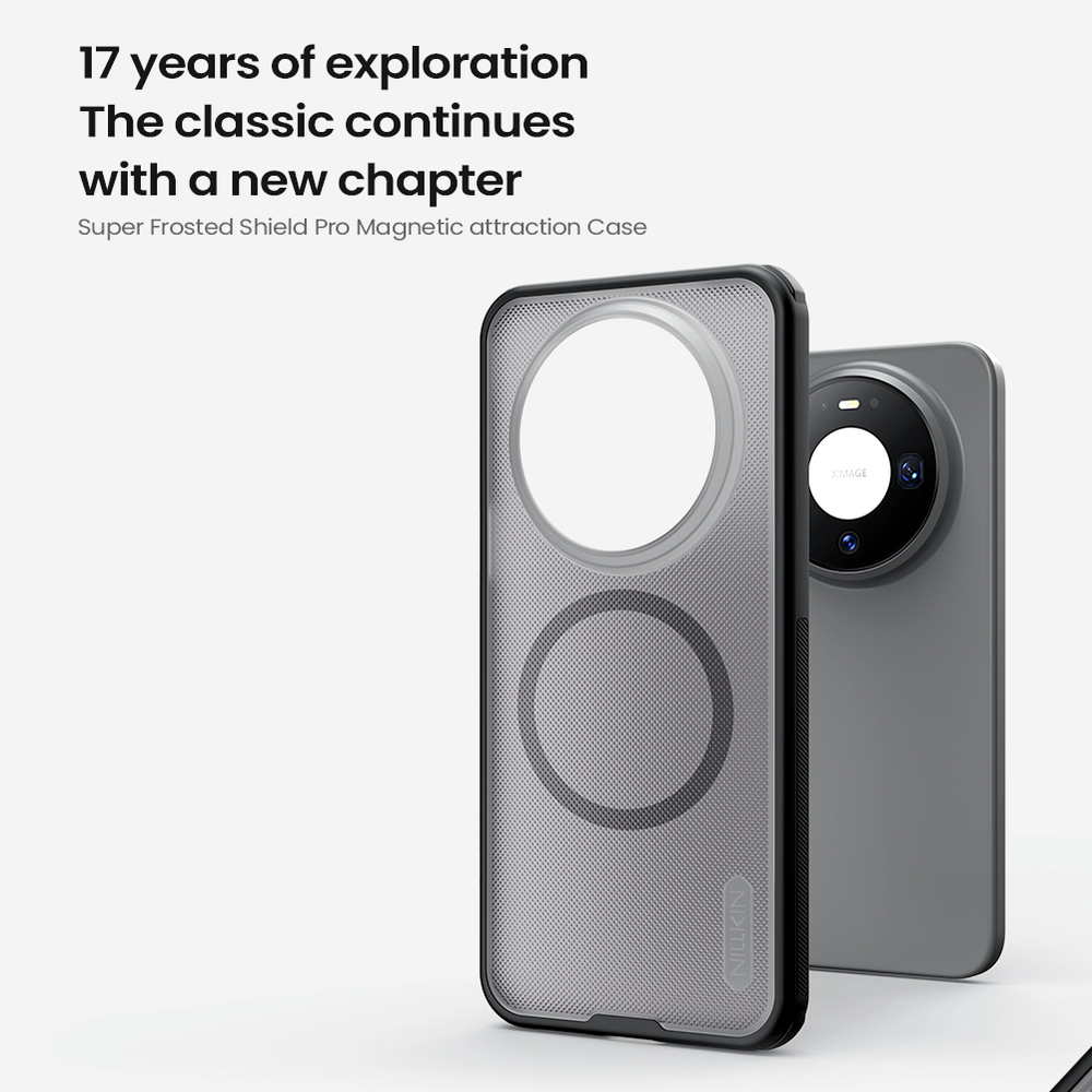 Чехол серый тонированный c MagSafe для Huawei Mate 80 и 80 Pro, серия Super Frosted Shield Pro Magnetic (Clear version) от Nillkin