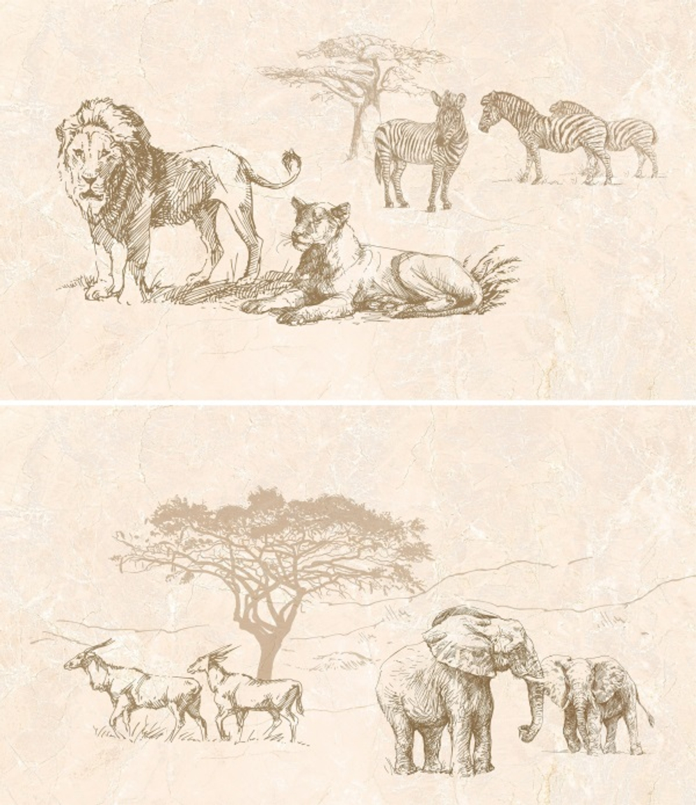 П73031 Декор кер. Safari_IC Кор. 46*40 панно из 2-х пл 1 \5