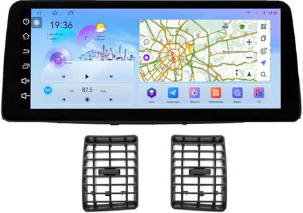 Магнитола для Toyota Corolla 120 2000-2007 (рамка черная с воздуховодами) - FarCar монитор 12.3" 2K QLED на Android 14, TS10, CarPlay, 4G SIM-слот