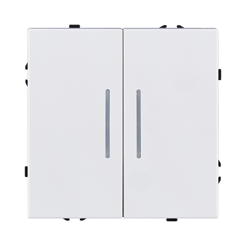 Выключатель 2-клавишный 10А/250В с LED подсветкой, белый глянцевый Kollinger Eclipse EC-010WG