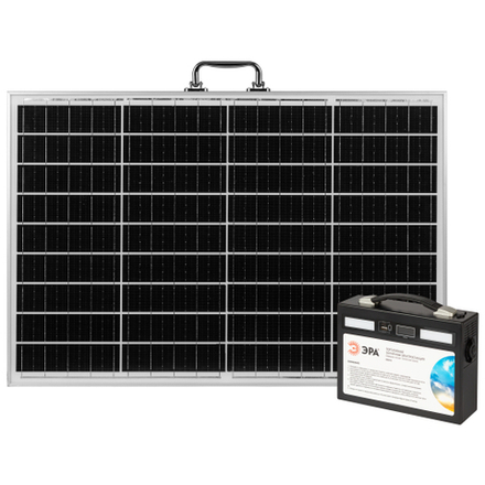 Портативная солнечная электростанция ЭРА ERAZS-02 (комплект), 400 Вт, 54 000 мАч, Li-ion. Солнечная панель 50 Вт