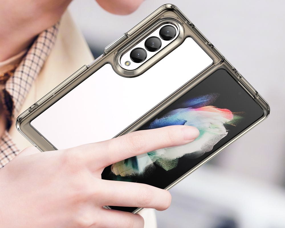 Противоударный чехол с мягкими серыми рамками для смартфона Samsung Galaxy Z Fold 4