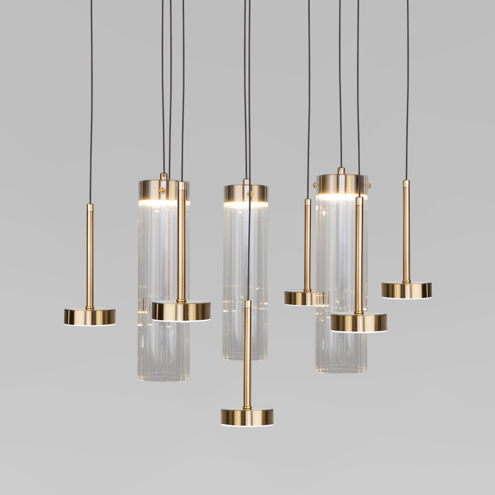 Подвесной светодиодный светильник со стеклянными плафонами 301102 LED латунь