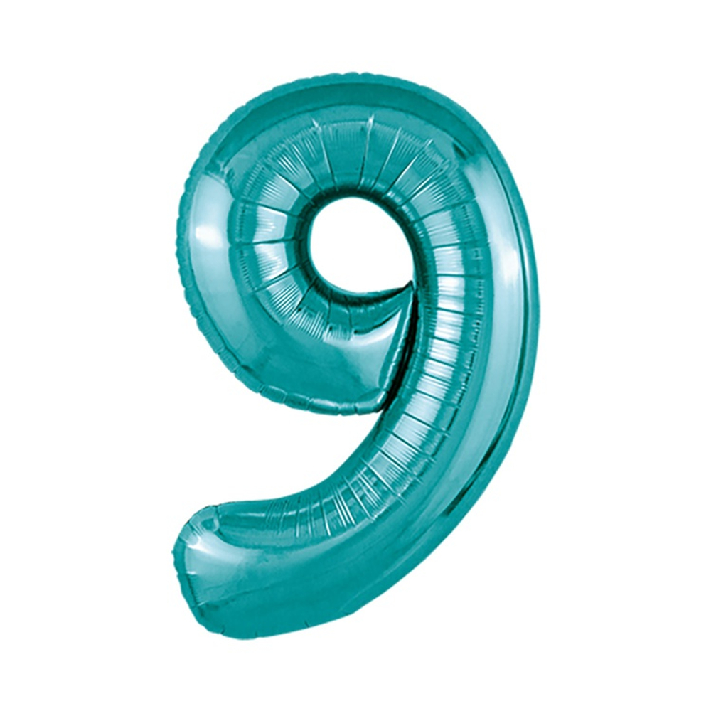 Шар фольгированный Цифра 9 101 см (Бирюзовый)