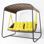 Садовая качеля-диван Коричневый с желтой подушкой