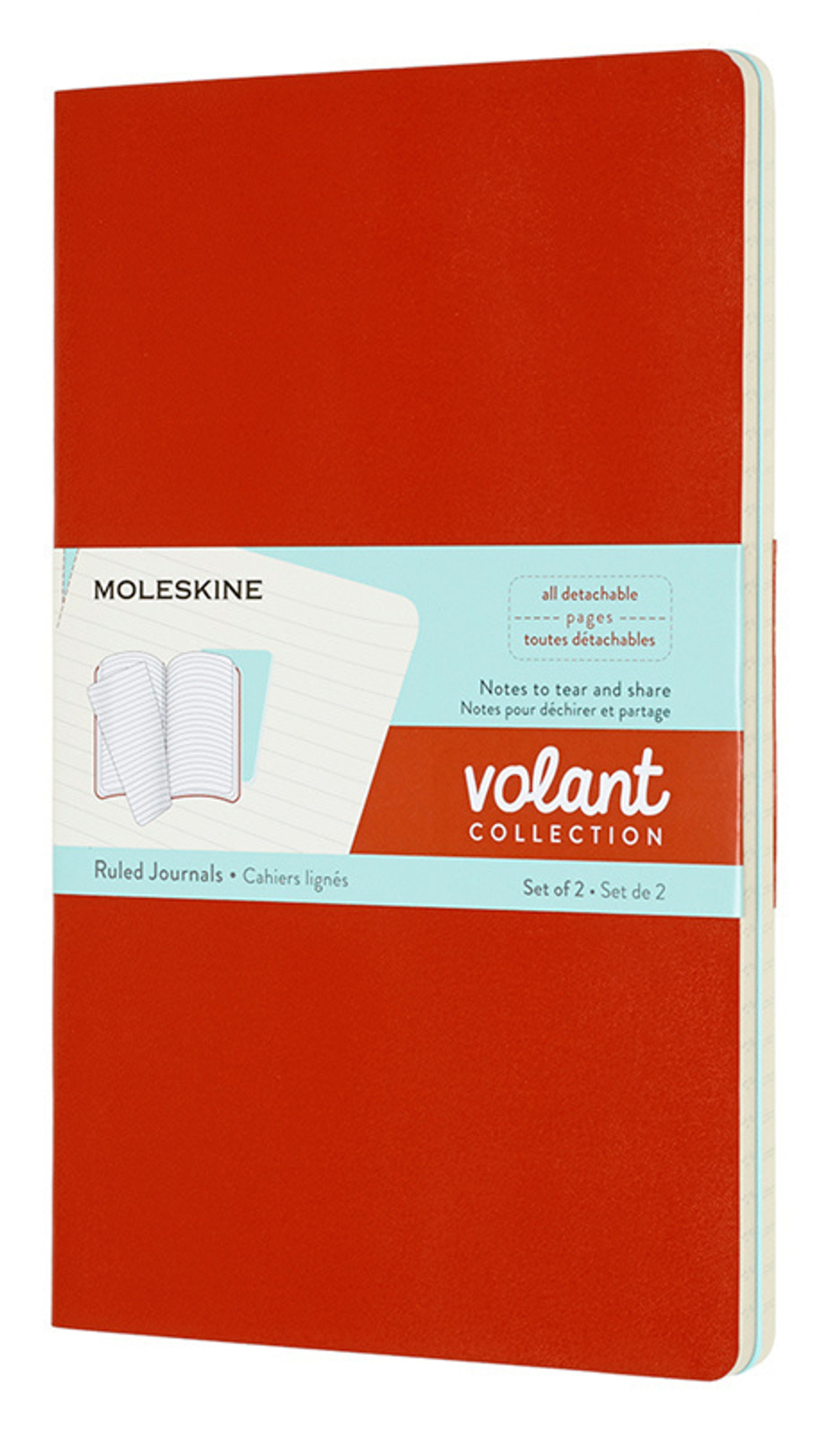 Блокнот Moleskine VOLANT (QP721F16B24) Large 130х210мм 96стр. линейка мягкая обложка оранжевый/голубой (2шт)
