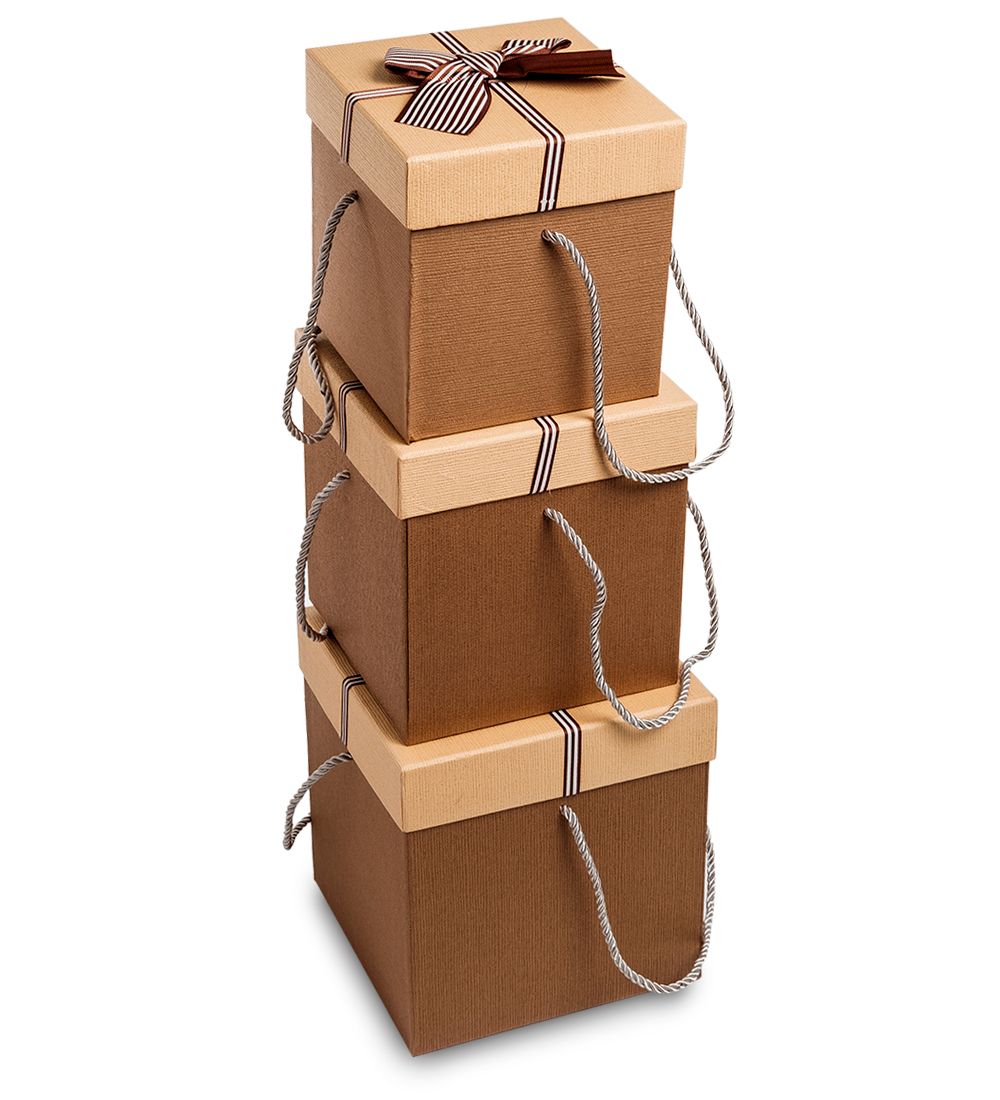 WG-21-A Набор коробок из 3шт «Куб» цв.коричн./беж.