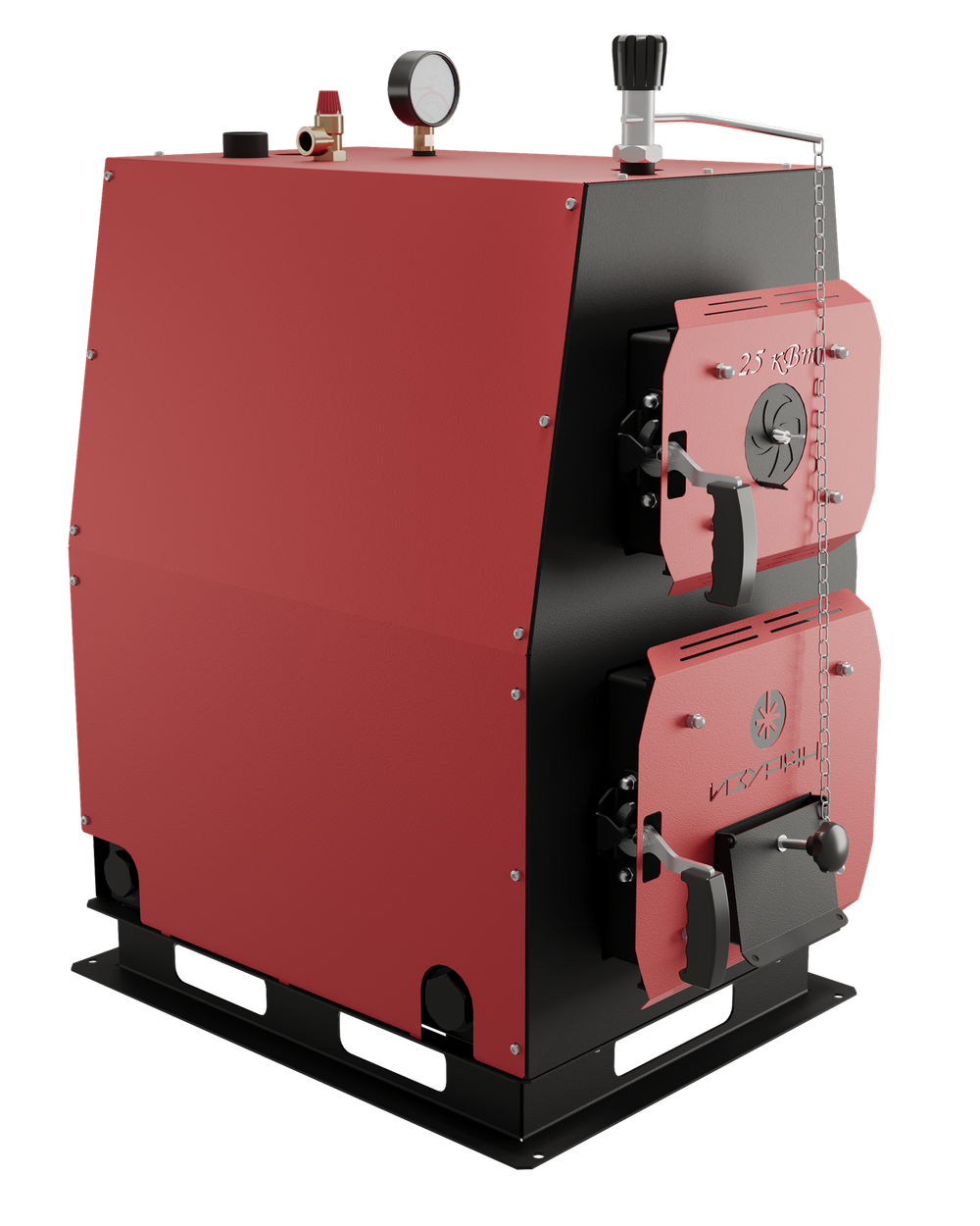 Твердотопливный котел длительного горения Изуран-65 в кожухе на 65 кВт. Отапливаемое помещение до 1755 куб.м. Производитель - Изуран