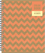 Тетрадь общая 48л, ЗИГЗАГИ, обложка-мелов.картон+софттач-лак, металлический гребень, клетка