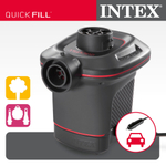 Насос электрический Intex 66636 автомобильный 12В от прикуривателя, Воздушный электронасос 650 л/мин с 3 насадками для лодки и матраса