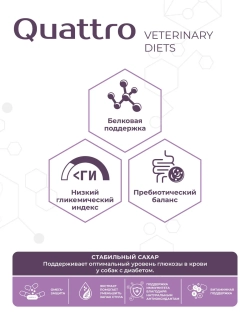 Корм для средних и крупных собак VD Diabetes DM, 2.5 кг