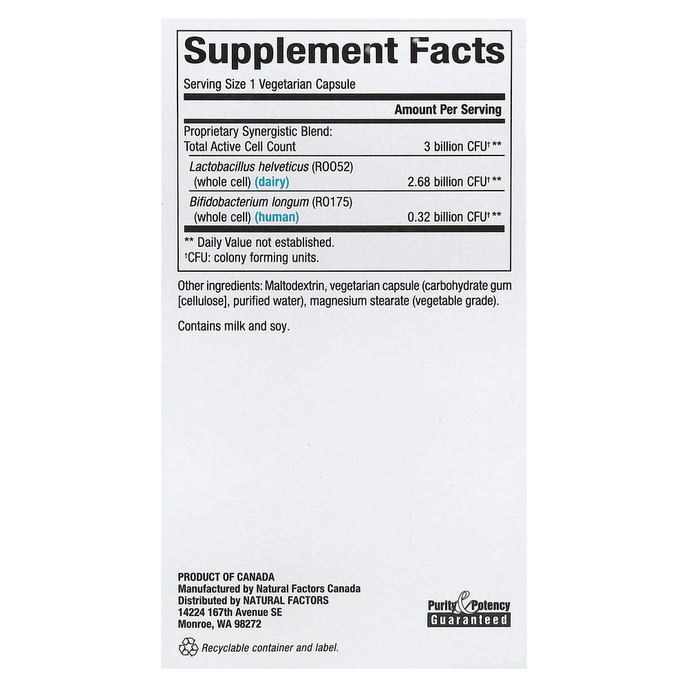 Natural Factors, Calm Biotic™, 3 млрд, 30 вегетарианских капсул