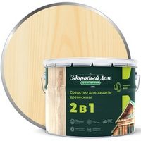 Деревозащитное средство Здоровый дом 2 в 1 Бесцветный 9 л
