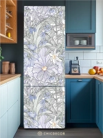Наклейка интерьерная на холодильник Цветы рисунок линиями